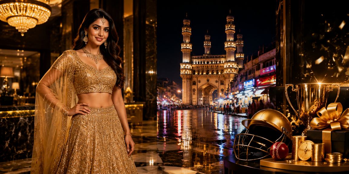 IPL cricket fans enjoying promotions around Hyderabad's Charminar